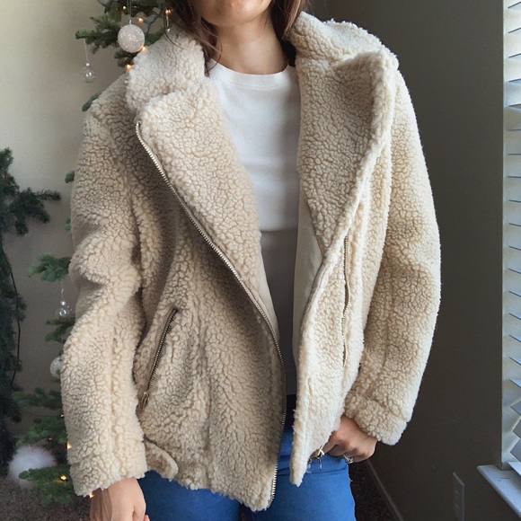 ✨H&M beige motto teddy jacket - Picture 7 of 8